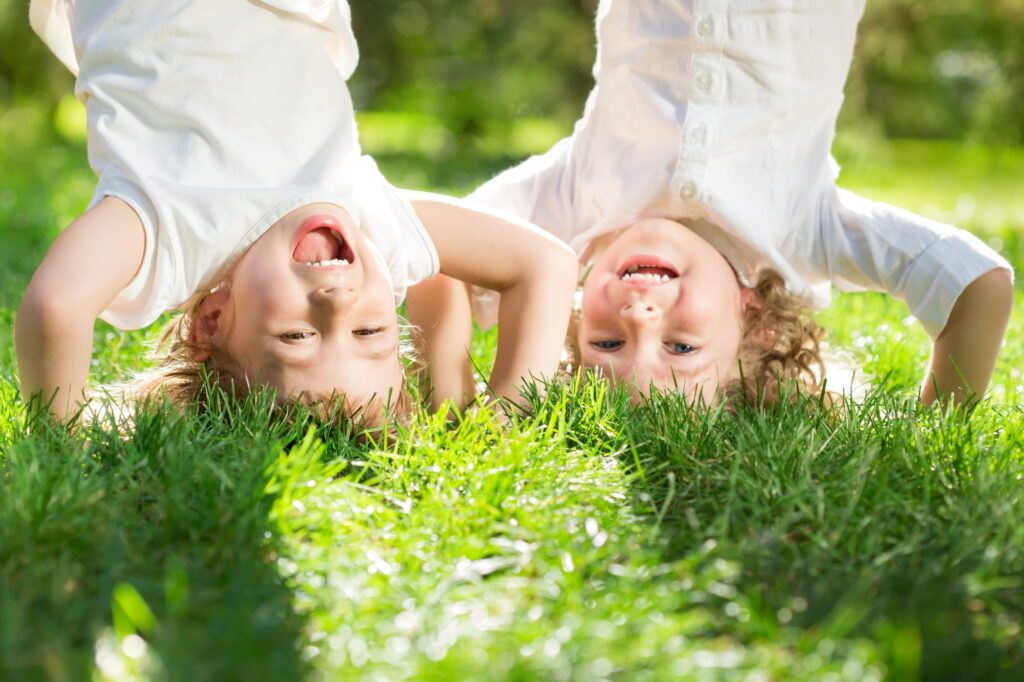 Children playing laughing together