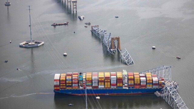 Ruta temporal de navegación abierta tras colapso del puente en Baltimore