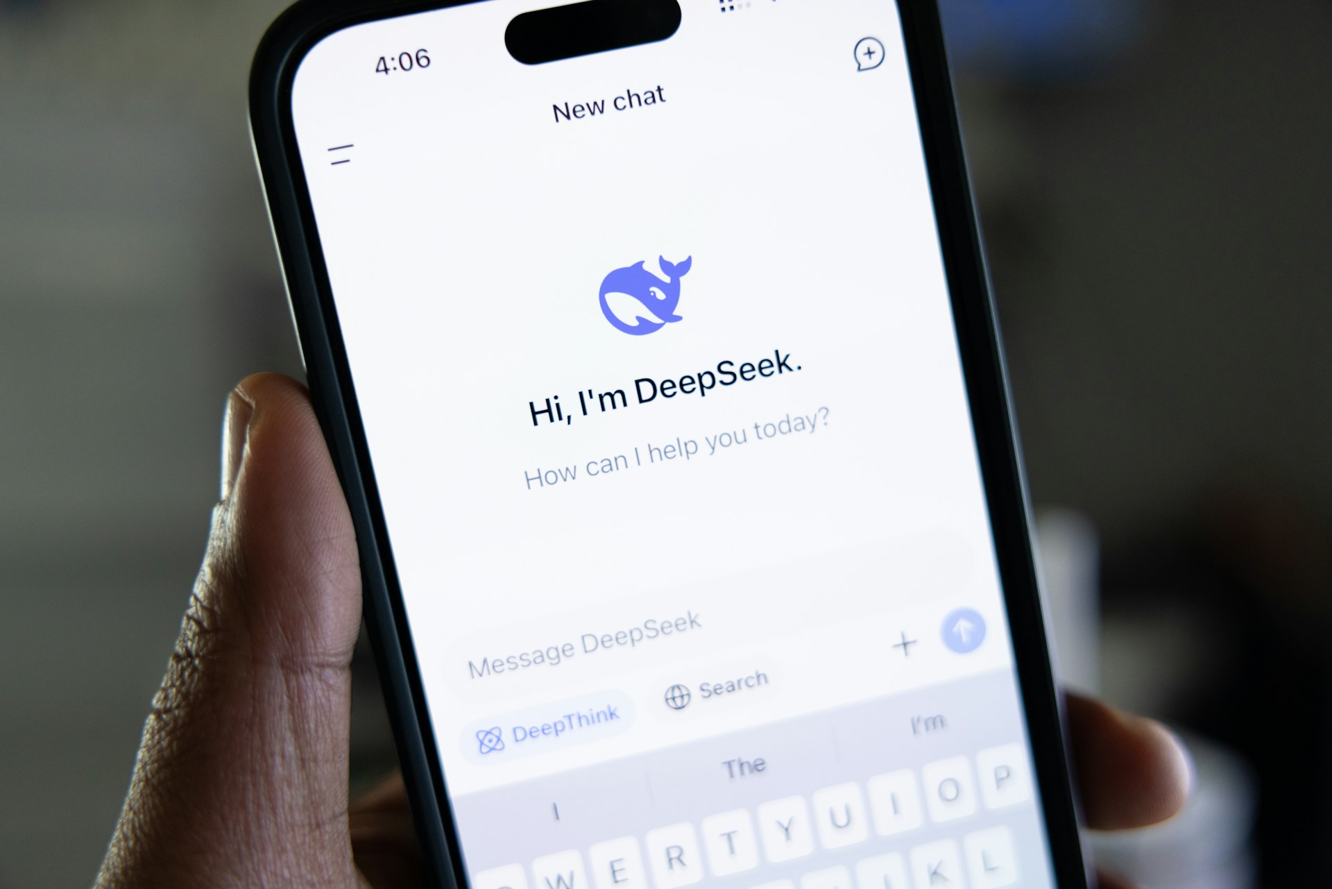 DeepSeek AI homepage displayed on a screen