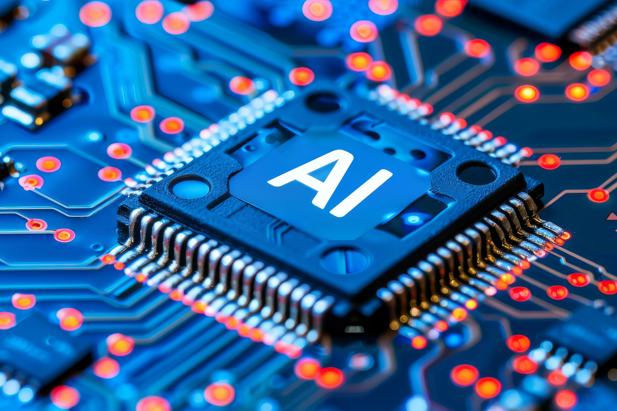 Neural network diagram illustrating how artificial intelligence processes data through layered connections