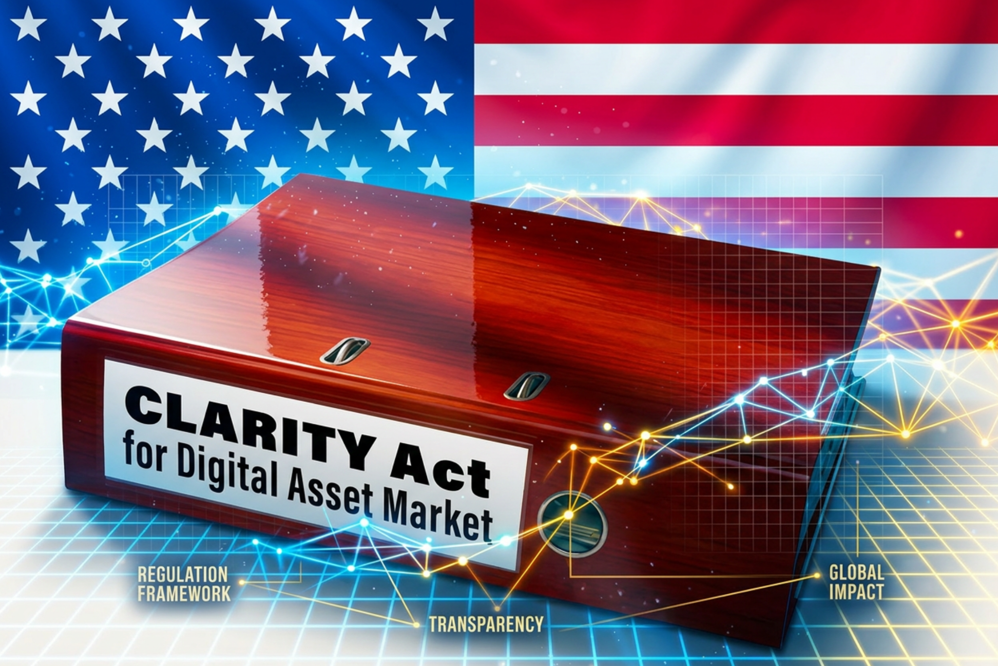 Illustration for the CLARITY Act explainer on US crypto market regulation